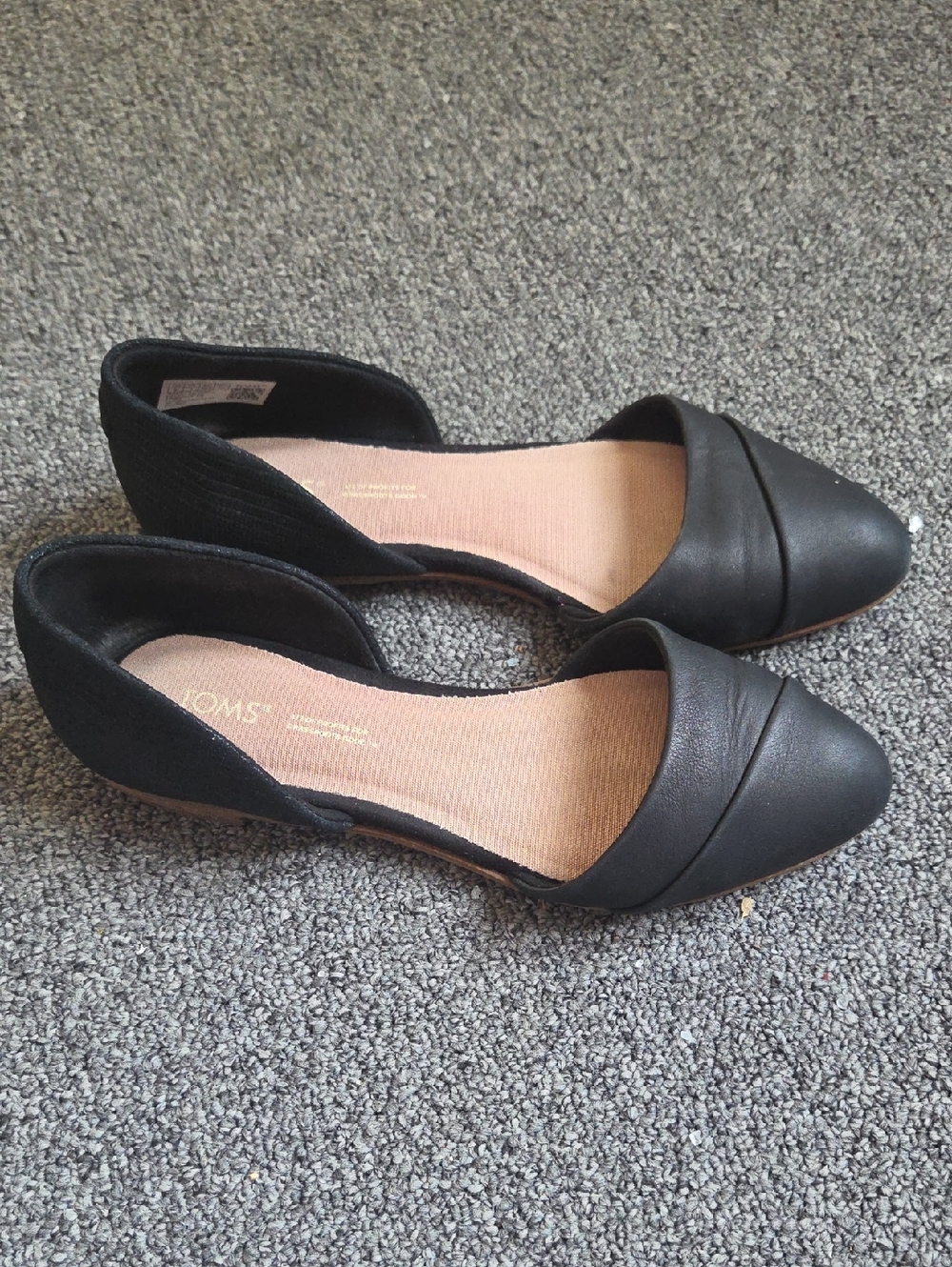 Toms Black D'Orsay Pointed-Toe Flats